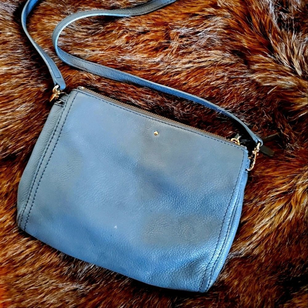 KATE SPADE JACKSON TRIPLE GUSSET CROSSBODY HERON GRAY BLUE - Picture 2 of 8